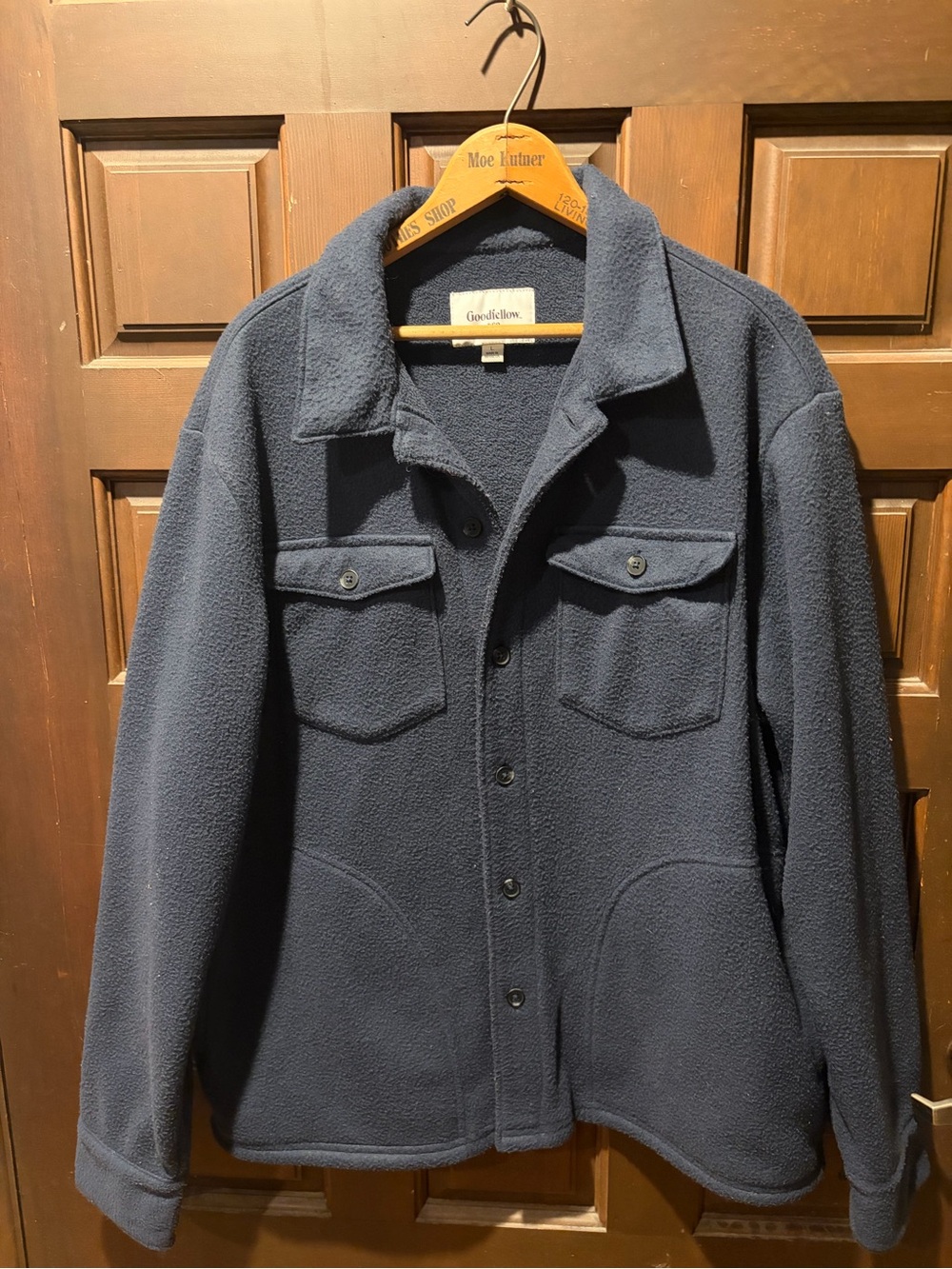 Goodfellow & Co Navy Button-Front Fleece Shirt Jacket